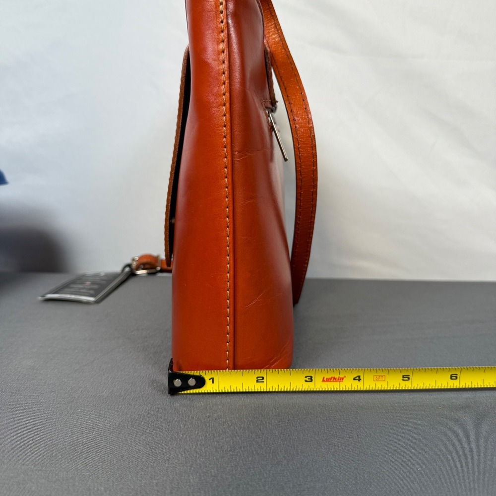 Italian Vera‎ Pelle Brown Leather Crossbody Bag Purse Magnetic Flap Closure - Picture 13 of 15